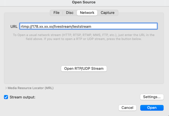 Network configuration for VLC